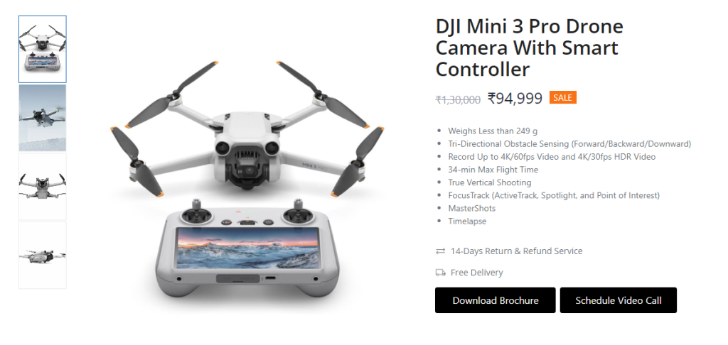 DJI Mini 3 PRO 34-min Max Flight Time 4K/60fps Video 249 g True