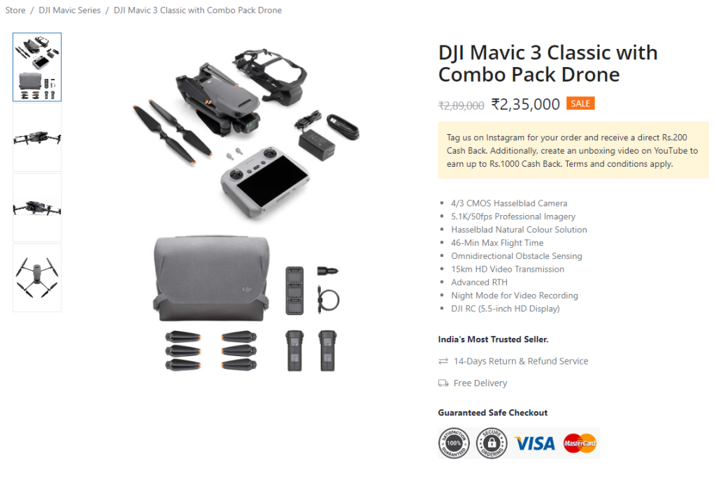 DJI Mavic 3 Classic with Combo Pack Drone