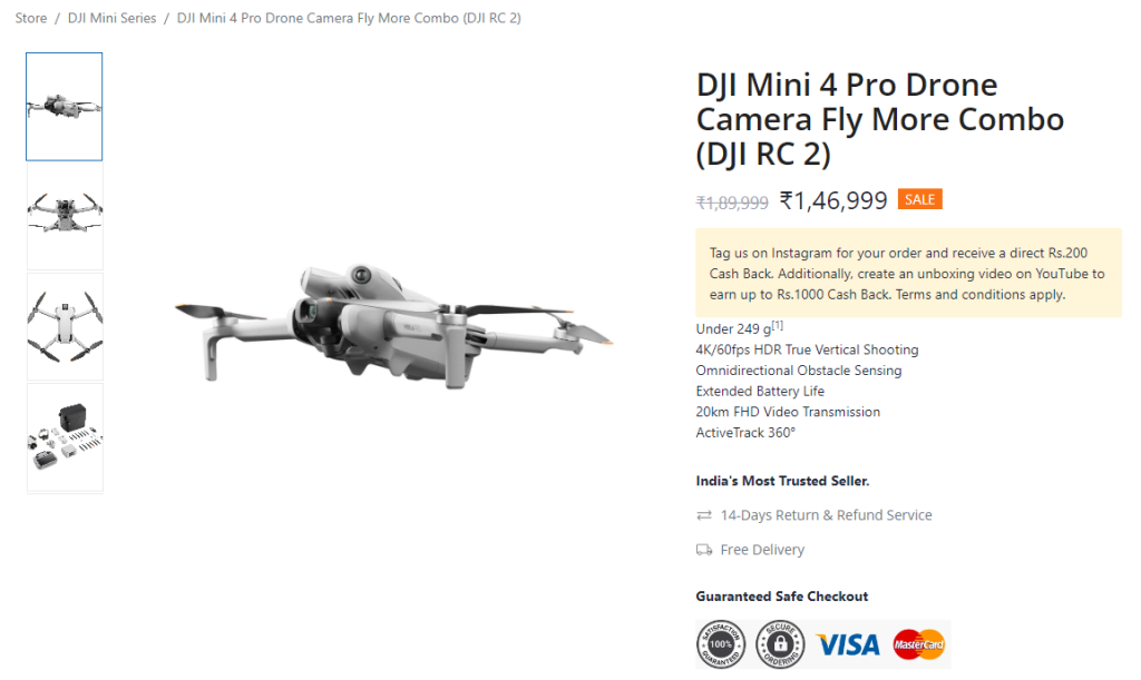 DJI Mini 4 Pro price in India