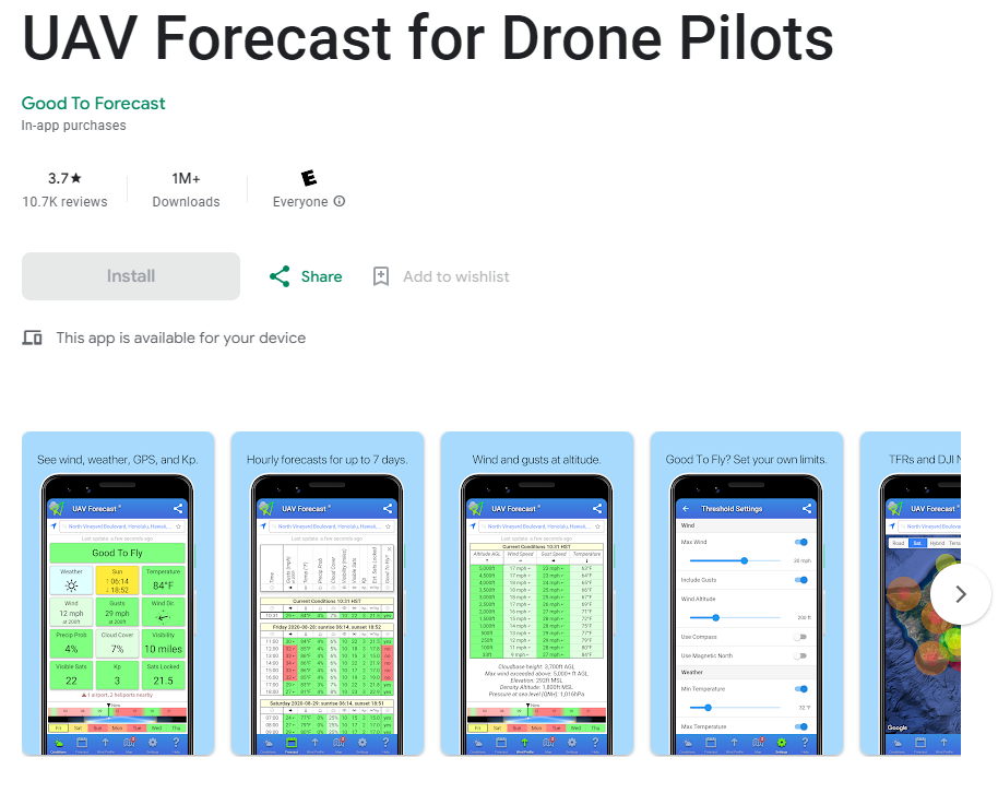 UAV Forecast for Flying DJI Drone